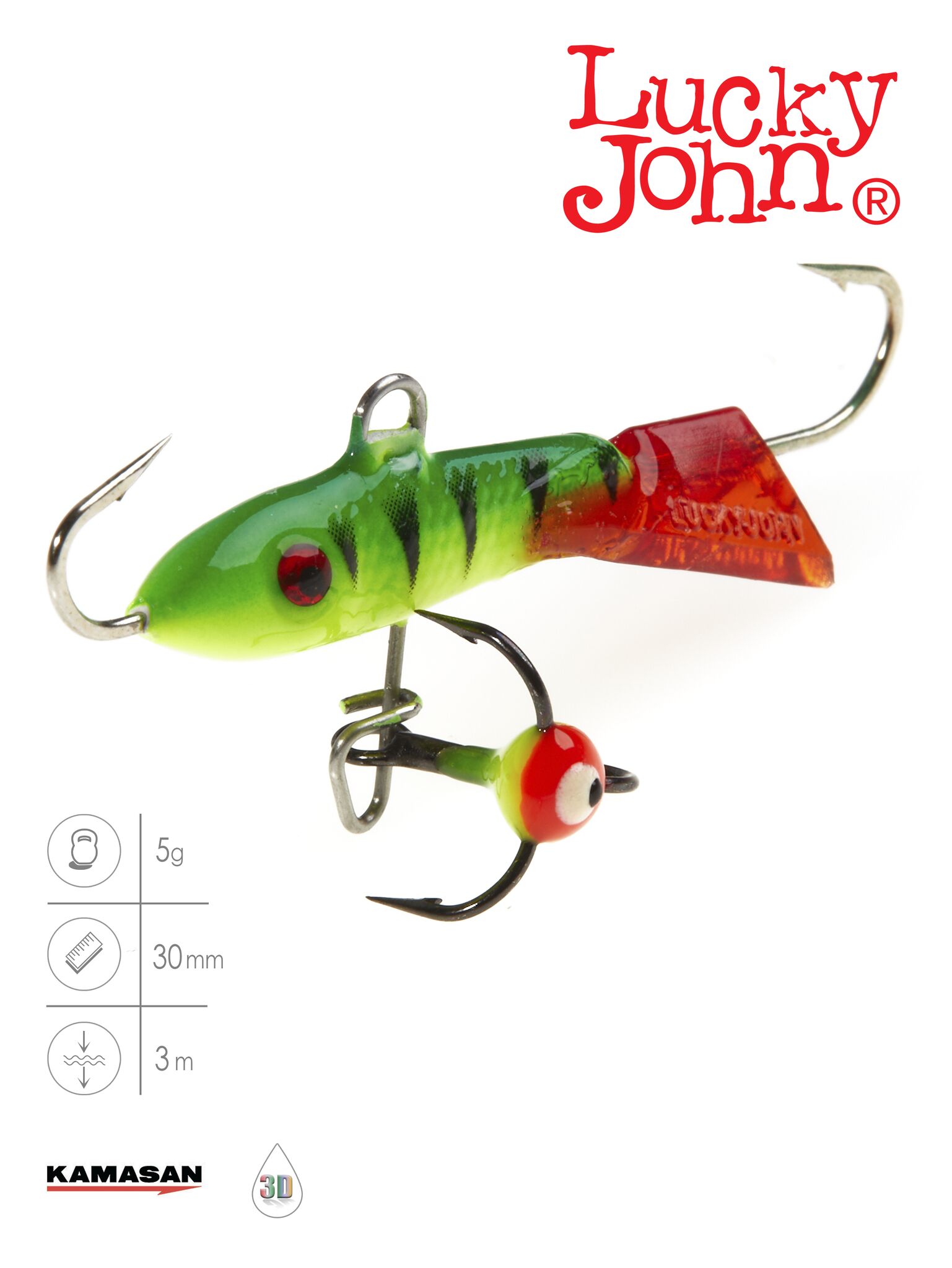 Балансир Lucky John CLASSIC 3 с тр. 30мм/36RT блистер