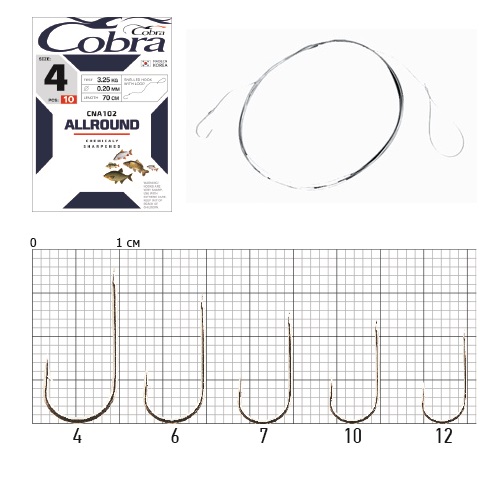 Гачок з повідцем Cobra ALLROUND *10шт