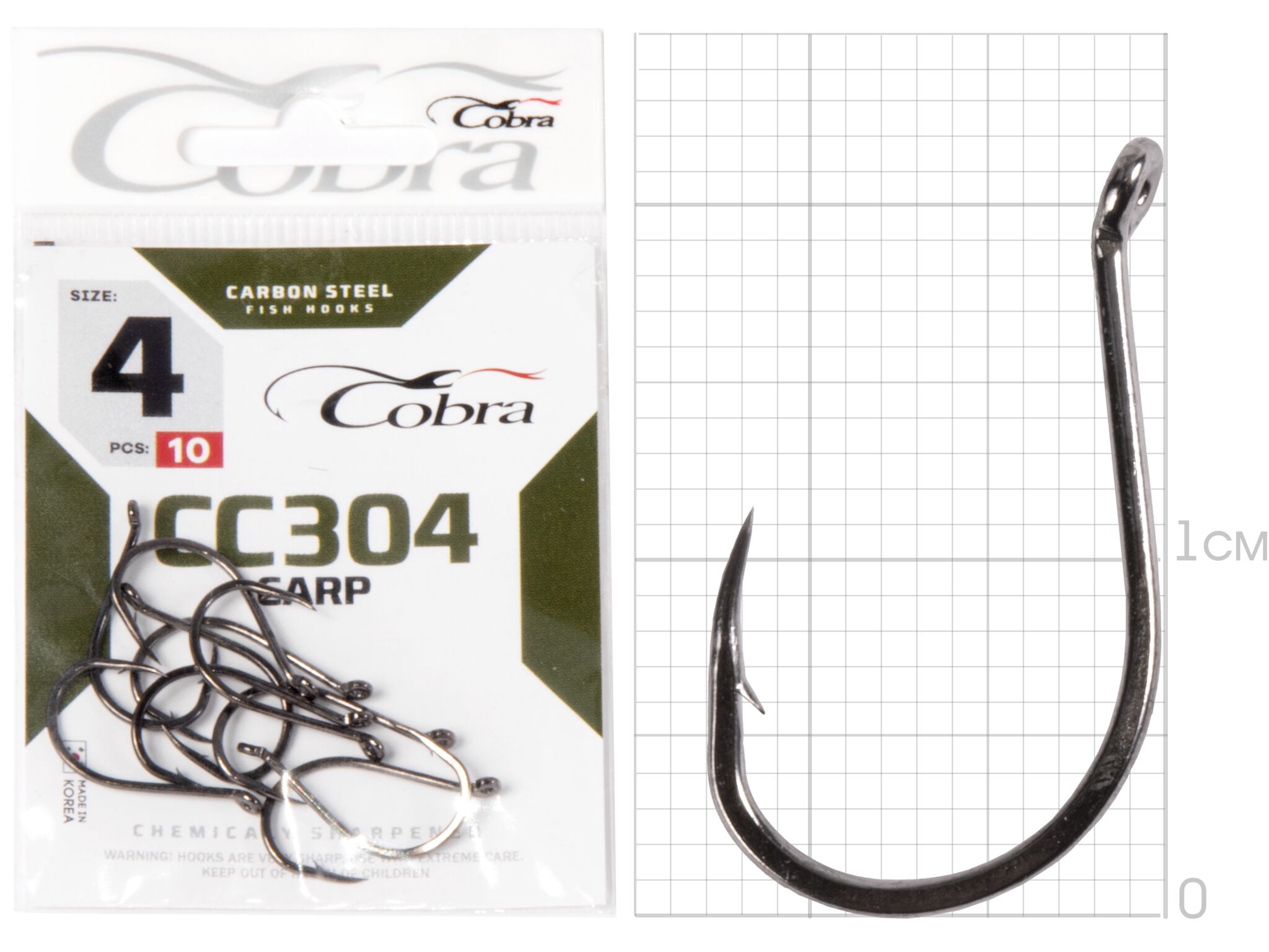 Крючки Cobra CARP CHINU сер. CC304 разм. 004 10шт.