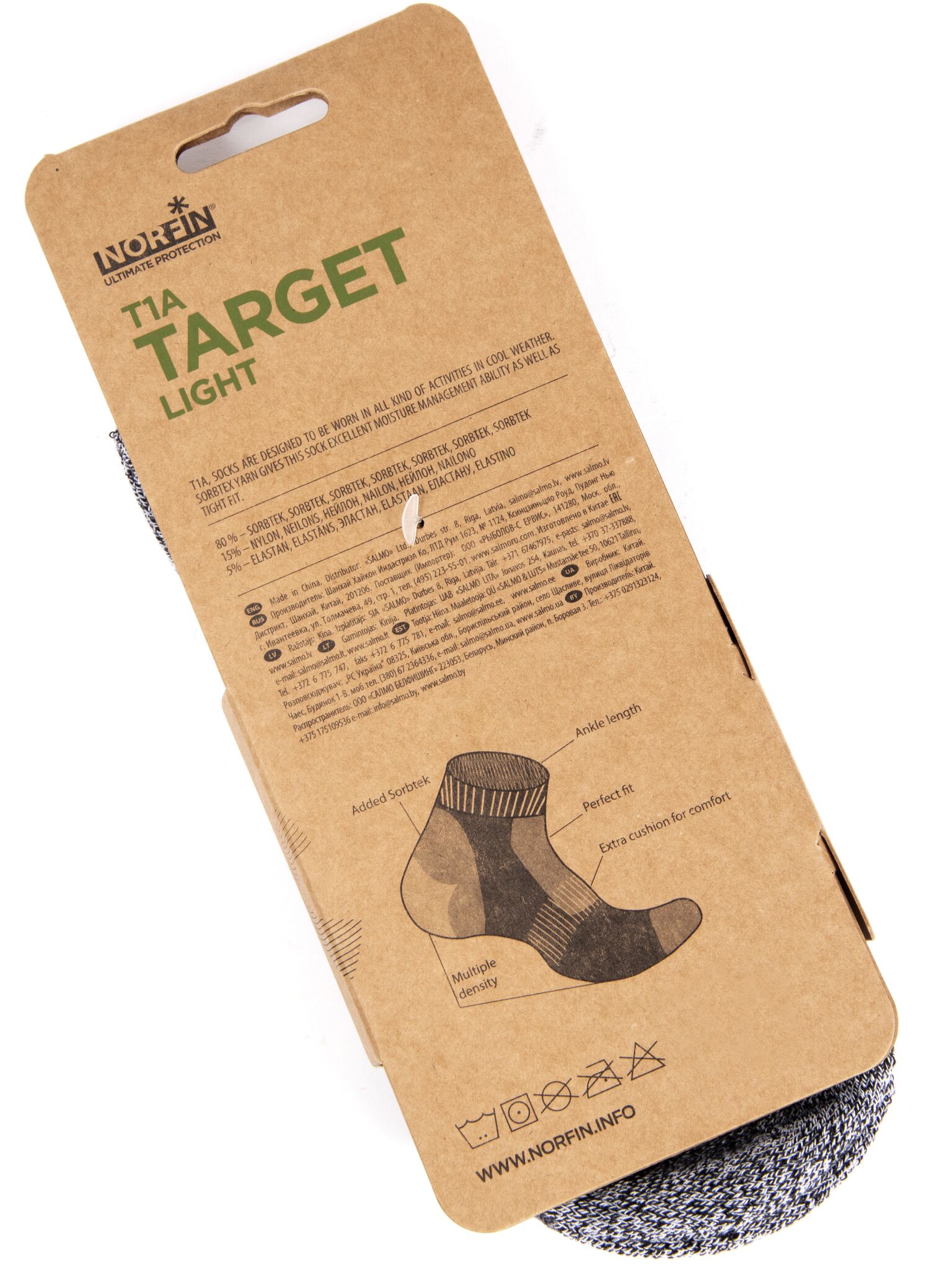 Шкарпетки Norfin TARGET LIGHT T1A (80% Sorbtek,15% нейлон,5% еласт.) р.M(39-41), фото 7