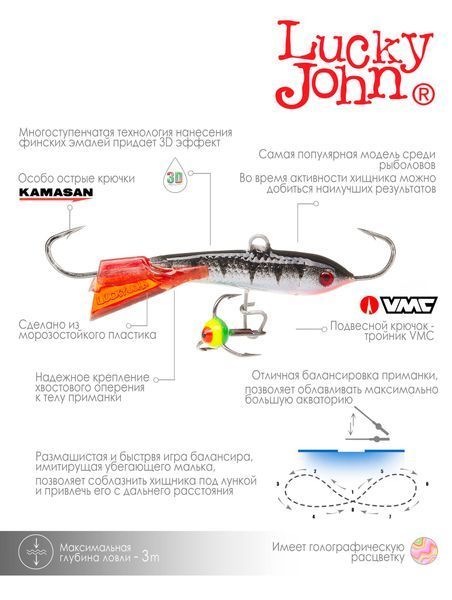 Балансир Lucky John CLASSIC 4.5 с тр. 50мм/12HRT блистер 81451-12HRT фото