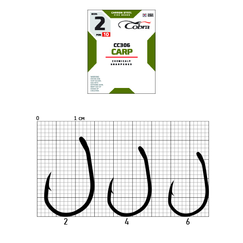 Гачки Cobra CARP KOI сер. CC306 розм. 004 10шт.