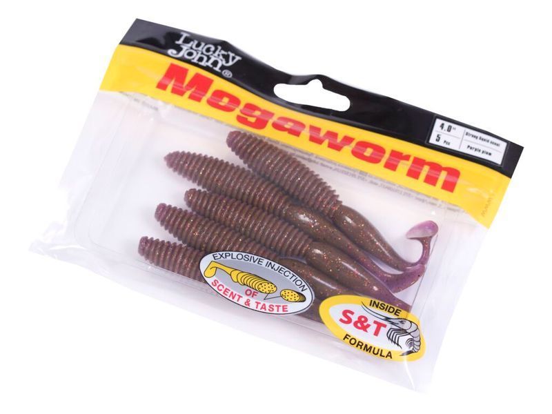 М'яка їстівна приманка Lucky John MegaWorm 4in (101мм), 5шт. 140191-S13 фото
