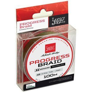 Плетений шнур LUCKY JOHN Progress Braid Green 100 м - 0,153 мм LJ4106-015 фото