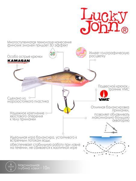Балансир Lucky John BALTIC 5 с тр. 50мм/10H блистер 61501-10H фото