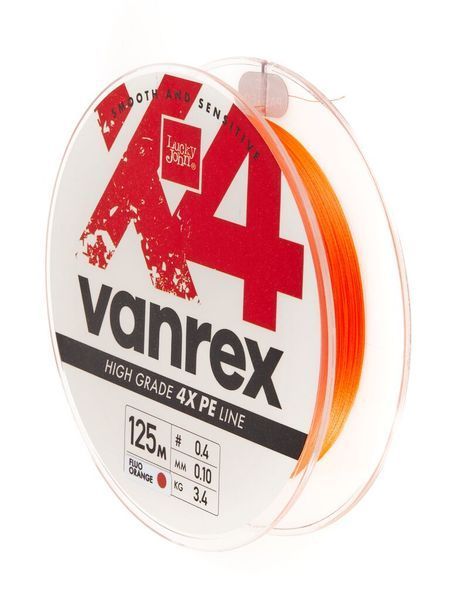 Шнур плетёный Lucky John Vanrex х4 BRAID Fluo Orange 125/010 LJ4113-010 фото