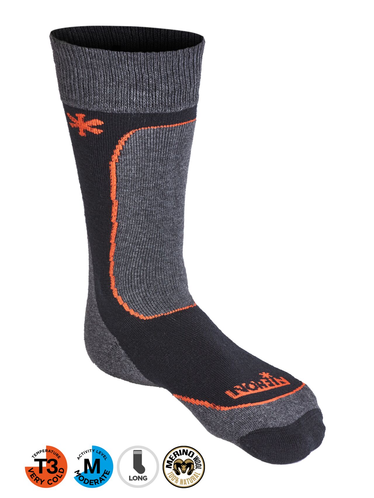 Шкарпетки Norfin NORDIC MERINO MIDWEIGHT T3M (25% вовна,55% акр.,5% поліамід,15% еласт.) р.XL(45-47)