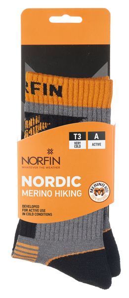 Шкарпетки Norfin T3A NORDIC MERINO HIKING CREW (25% вовна, 55% акрил,18% Ny, 2% эласт) р.M(39-41) 304732-02M фото