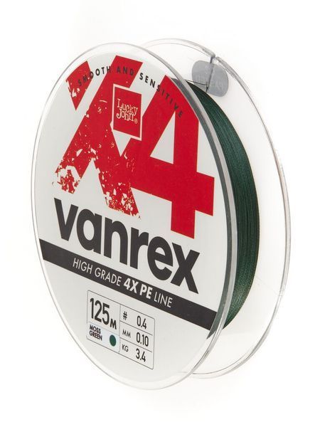 Шнур плетёный Lucky John Vanrex х4 BRAID Moss Green 125/010 LJ4114-010 фото