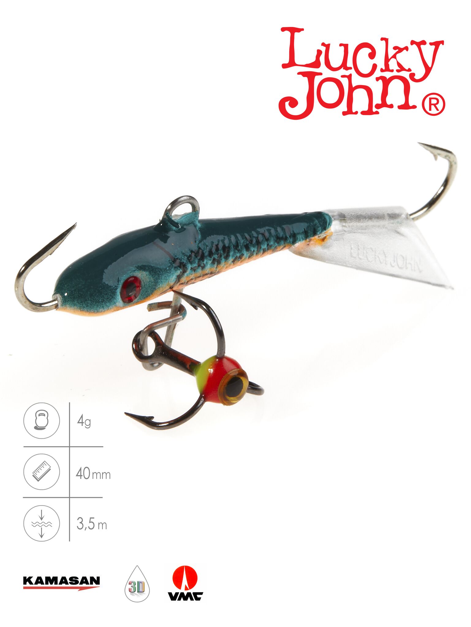 Балансир Lucky John FIN 3 с тр. 40мм/53 блистер