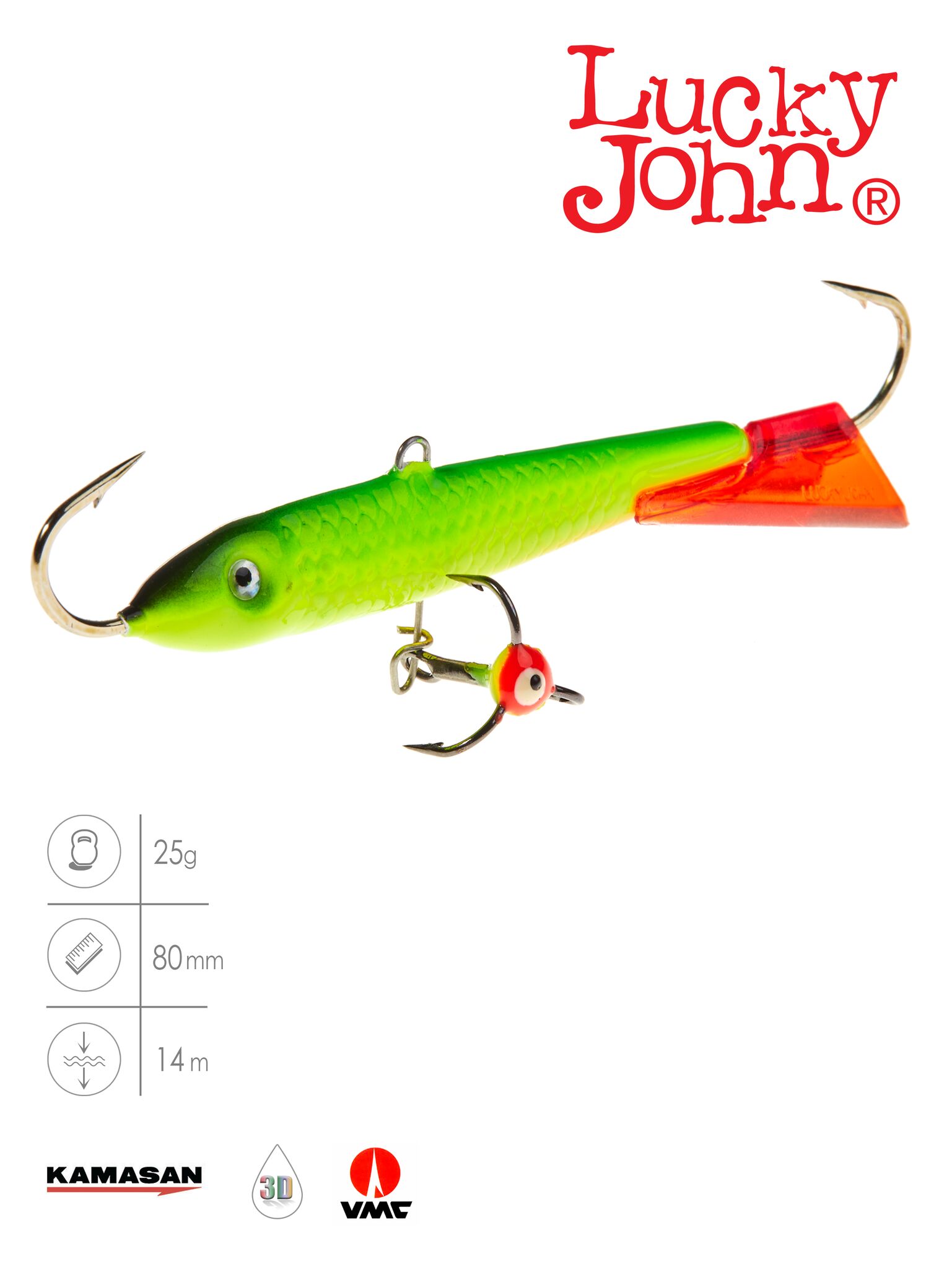 Балансир Lucky John CLASSIC 8 з тр. 80мм/26RT блістер