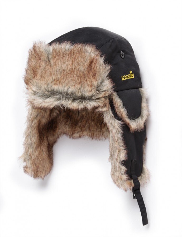 Шапка-вушанка з хутром Norfin USHANKA (підкл.PL, штучне хутро / чорна) р.XL