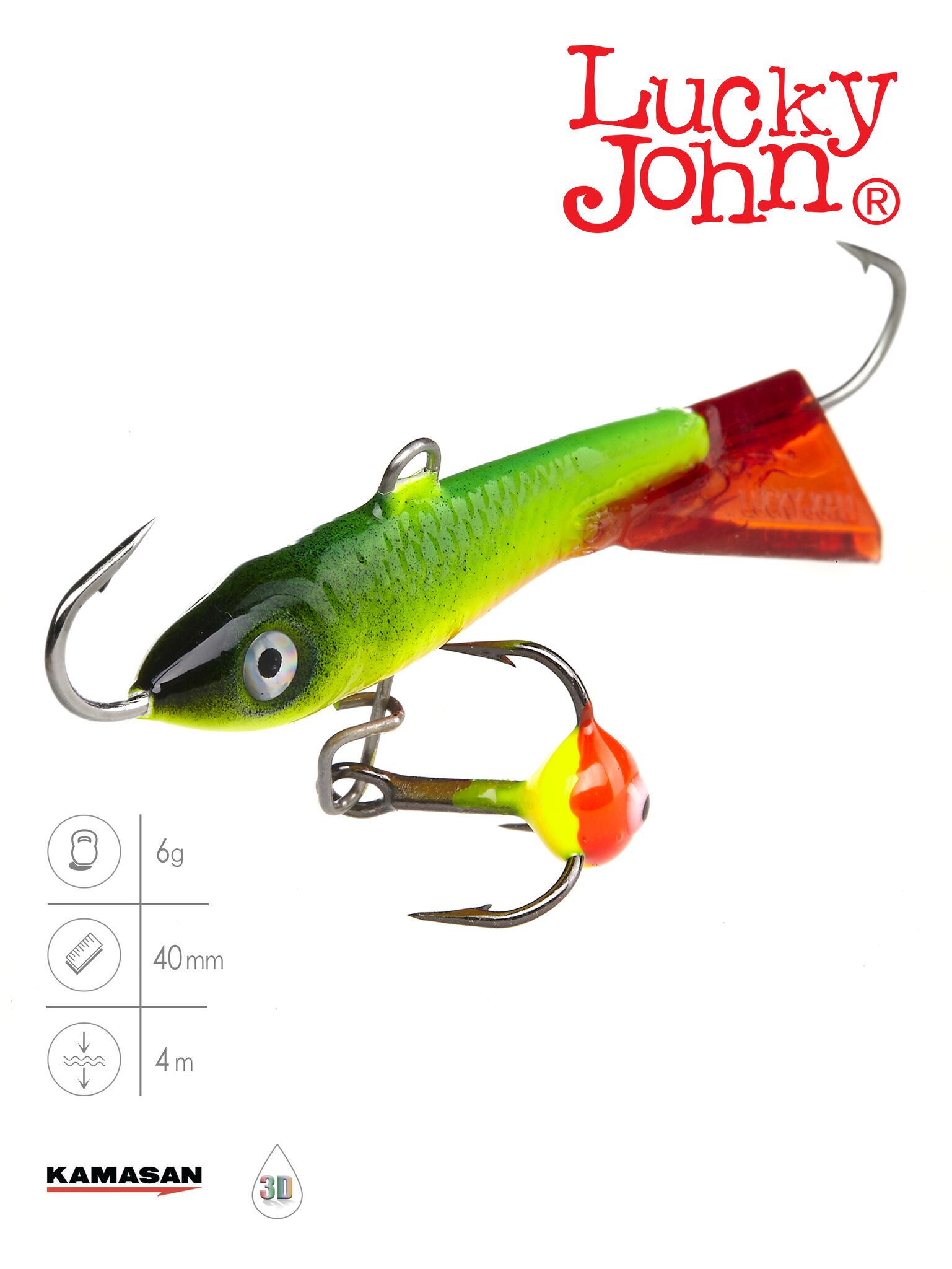 Балансир Lucky John CLASSIC 4 з тр. 40мм/26RT блістер