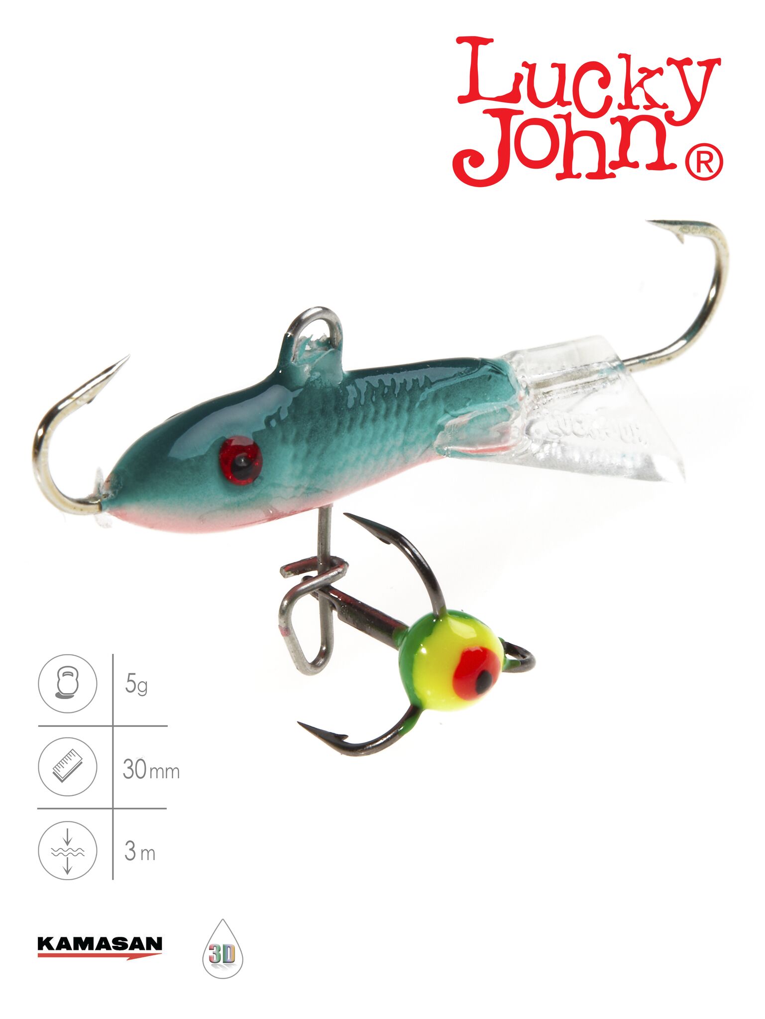 Балансир Lucky John CLASSIC 3 з тр. 30мм/54 блістер