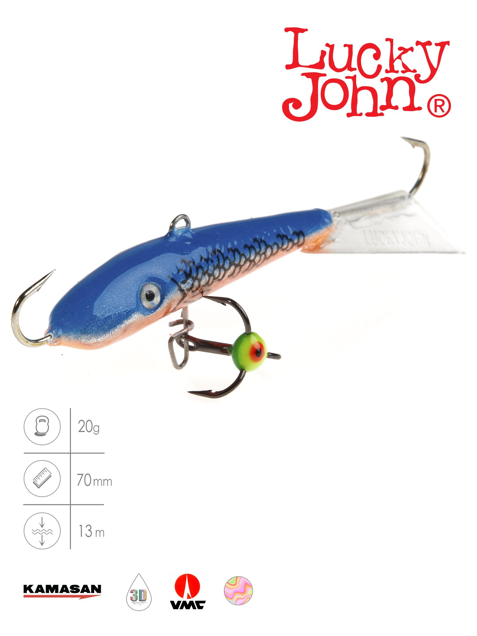 Балансир LUCKY JOHN Fin 5 (+тройник), 50 мм,