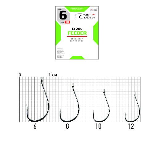 Крючки Cobra FEEDER UNIVERSAL сер. CF205 разм.010 10шт.