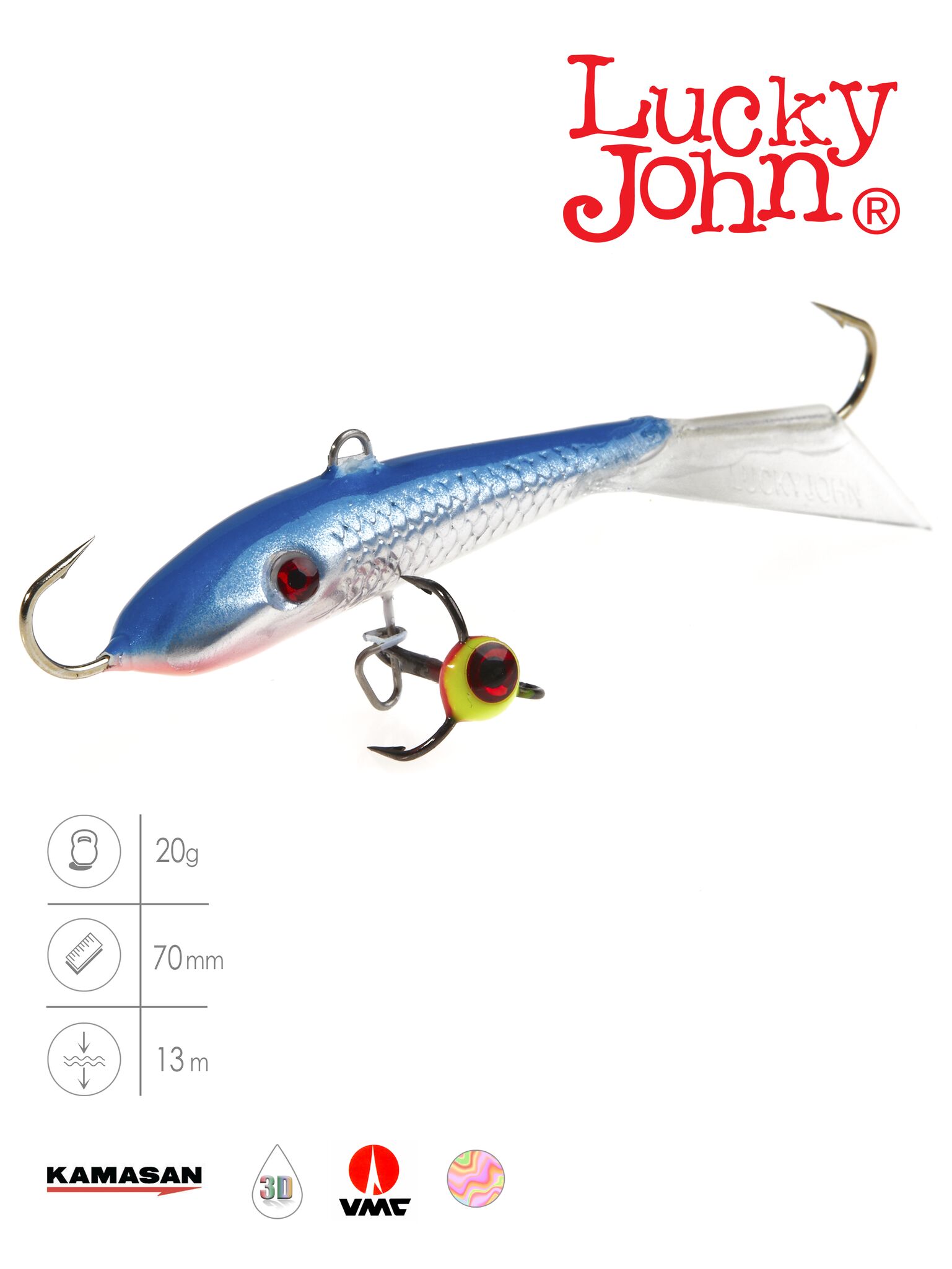 Балансир Lucky John FIN 5 с тр. 70мм/15H блистер