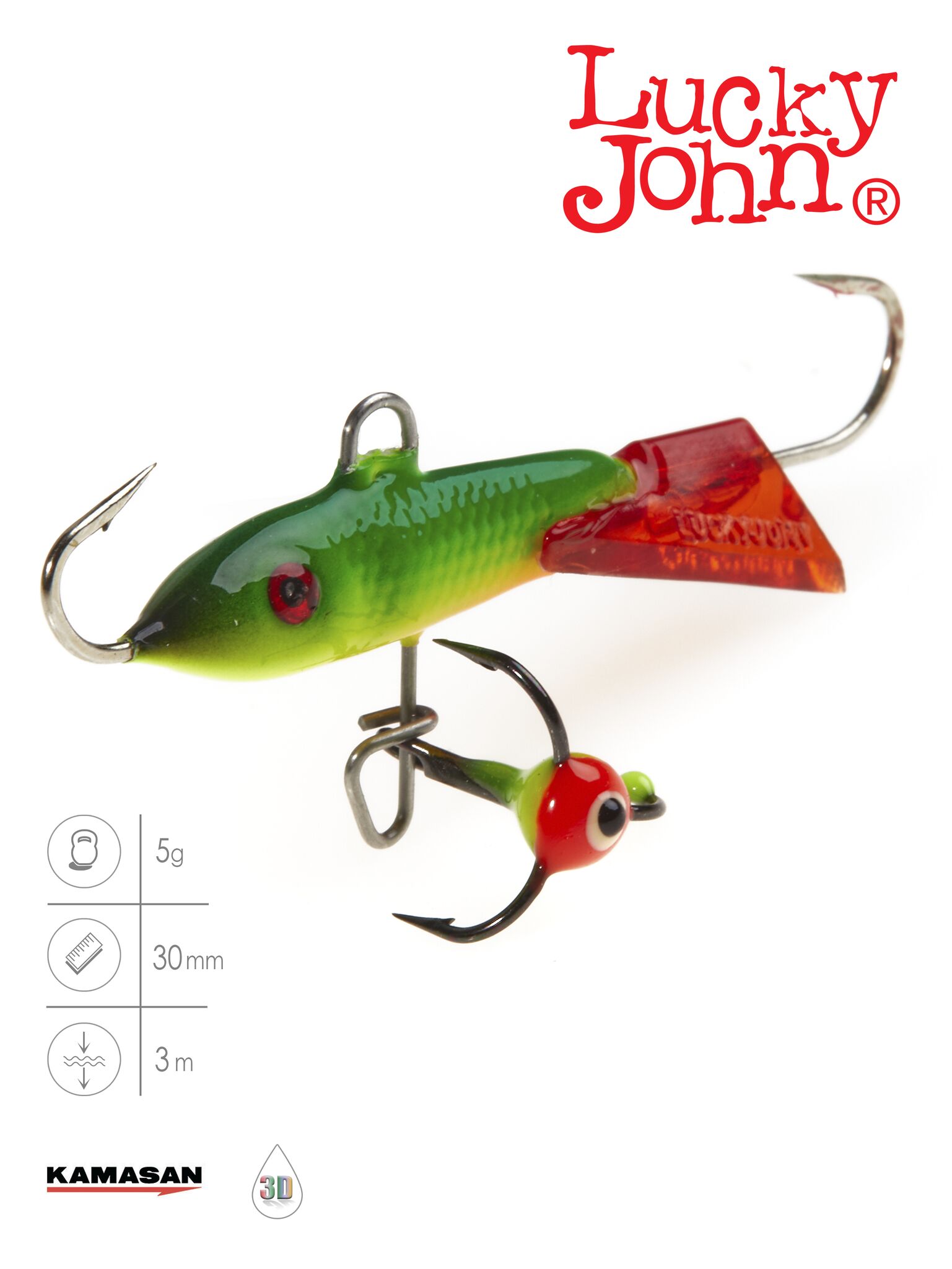 Балансир Lucky John CLASSIC 3 з тр. 30мм/26RT блістер